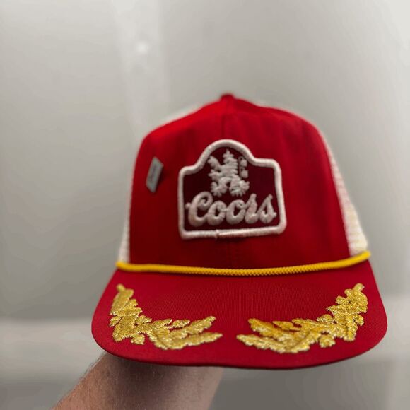 Coors Beer Fishing Captain '93 Snapback Trucker Hat Mesh Scrambled Eggs VINTAGE - Picture 1 of 7